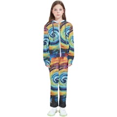 Cosmic Rainbow Quilt Artistic Swirl Spiral Forest Silhouette Fantasy Kids  Tracksuit