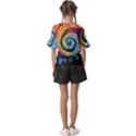 Cosmic Rainbow Quilt Artistic Swirl Spiral Forest Silhouette Fantasy Kids  V-Neck Horn Sleeve Blouse View2