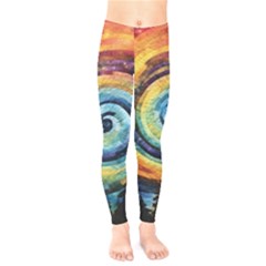 Cosmic Rainbow Quilt Artistic Swirl Spiral Forest Silhouette Fantasy Kids  Classic Winter Leggings