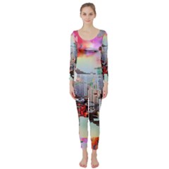 Digital Computer Technology Office Information Modern Media Web Connection Art Creatively Colorful C Long Sleeve Catsuit by Maspions