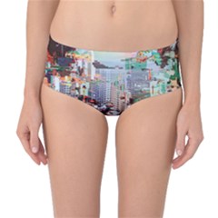 Digital Computer Technology Office Information Modern Media Web Connection Art Creatively Colorful C Mid-waist Bikini Bottoms by Maspions