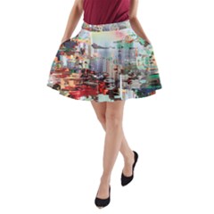 Digital Computer Technology Office Information Modern Media Web Connection Art Creatively Colorful C A-line Pocket Skirt