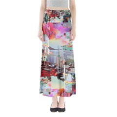 Digital Computer Technology Office Information Modern Media Web Connection Art Creatively Colorful C Full Length Maxi Skirt