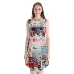 Digital Computer Technology Office Information Modern Media Web Connection Art Creatively Colorful C Sleeveless Chiffon Dress  