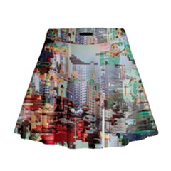 Digital Computer Technology Office Information Modern Media Web Connection Art Creatively Colorful C Mini Flare Skirt