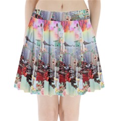 Digital Computer Technology Office Information Modern Media Web Connection Art Creatively Colorful C Pleated Mini Skirt