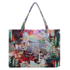 Digital Computer Technology Office Information Modern Media Web Connection Art Creatively Colorful C Zipper Medium Tote Bag