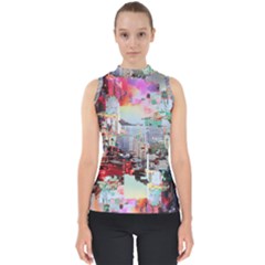 Digital Computer Technology Office Information Modern Media Web Connection Art Creatively Colorful C Mock Neck Shell Top