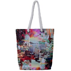 Digital Computer Technology Office Information Modern Media Web Connection Art Creatively Colorful C Full Print Rope Handle Tote (small)