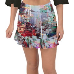 Digital Computer Technology Office Information Modern Media Web Connection Art Creatively Colorful C Fishtail Mini Chiffon Skirt