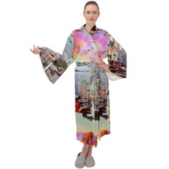 Digital Computer Technology Office Information Modern Media Web Connection Art Creatively Colorful C Maxi Velvet Kimono by Maspions