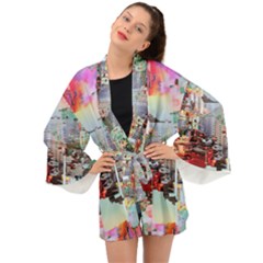 Digital Computer Technology Office Information Modern Media Web Connection Art Creatively Colorful C Long Sleeve Kimono by Maspions