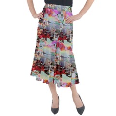 Digital Computer Technology Office Information Modern Media Web Connection Art Creatively Colorful C Midi Mermaid Skirt