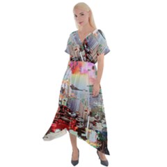 Digital Computer Technology Office Information Modern Media Web Connection Art Creatively Colorful C Cross Front Sharkbite Hem Maxi Dress