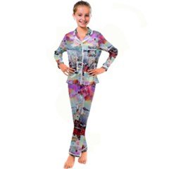 Digital Computer Technology Office Information Modern Media Web Connection Art Creatively Colorful C Kids  Satin Long Sleeve Pajamas Set