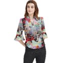 Digital Computer Technology Office Information Modern Media Web Connection Art Creatively Colorful C Loose Horn Sleeve Chiffon Blouse View1