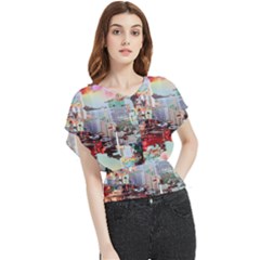 Digital Computer Technology Office Information Modern Media Web Connection Art Creatively Colorful C Butterfly Chiffon Blouse