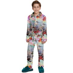 Digital Computer Technology Office Information Modern Media Web Connection Art Creatively Colorful C Kids  Long Sleeve Velvet Pajamas Set by Maspions