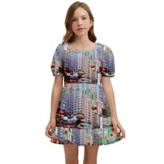 Digital Computer Technology Office Information Modern Media Web Connection Art Creatively Colorful C Kids  Short Sleeve Dolly Dress by Maspions