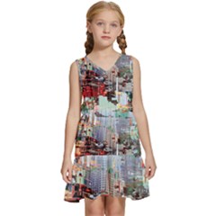 Digital Computer Technology Office Information Modern Media Web Connection Art Creatively Colorful C Kids  Sleeveless Tiered Mini Dress