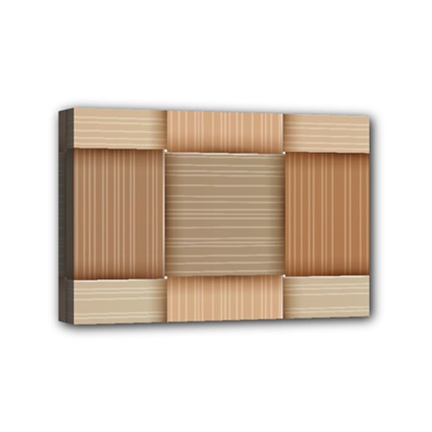 Wooden Wickerwork Texture Square Pattern Mini Canvas 6  X 4  (stretched)