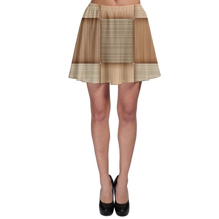 Wooden Wickerwork Texture Square Pattern Skater Skirt