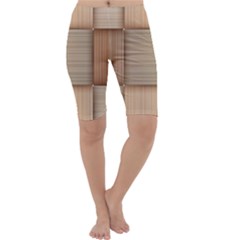 Wooden Wickerwork Texture Square Pattern Cropped Leggings 