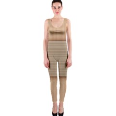 Wooden Wickerwork Texture Square Pattern One Piece Catsuit