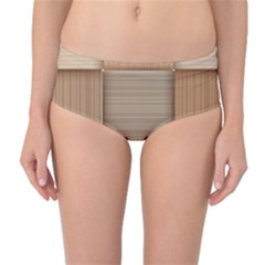 Wooden Wickerwork Texture Square Pattern Mid-waist Bikini Bottoms