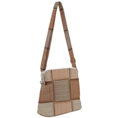 Wooden Wickerwork Texture Square Pattern Zipper Messenger Bag