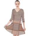 Wooden Wickerwork Texture Square Pattern Quarter Sleeve Front Wrap Dress View1