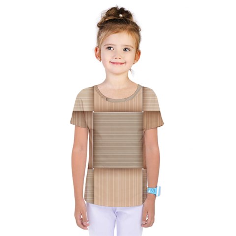 Wooden Wickerwork Texture Square Pattern Kids  One Piece T-shirt by Maspions