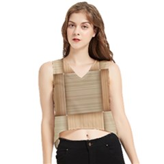 Wooden Wickerwork Texture Square Pattern V-neck Cropped Tank Top by Maspions