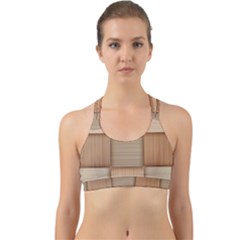 Wooden Wickerwork Texture Square Pattern Back Web Sports Bra