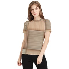 Wooden Wickerwork Texture Square Pattern Women s Short Sleeve Rash Guard