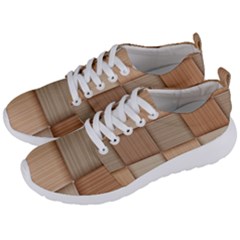 Wooden Wickerwork Texture Square Pattern Men s Lightweight Sports Shoes