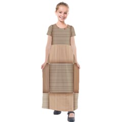 Wooden Wickerwork Texture Square Pattern Kids  Short Sleeve Maxi Dress by Maspions