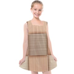 Wooden Wickerwork Texture Square Pattern Kids  Cross Back Dress