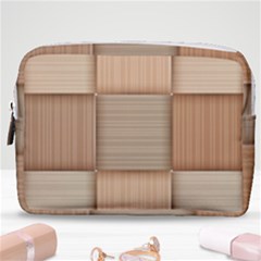 Wooden Wickerwork Texture Square Pattern Make Up Pouch (medium)