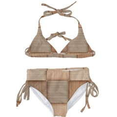 Wooden Wickerwork Texture Square Pattern Kids  Classic Bikini Set