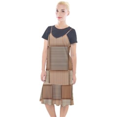 Wooden Wickerwork Texture Square Pattern Camis Fishtail Dress