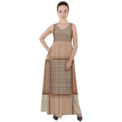 Wooden Wickerwork Texture Square Pattern Empire Waist Velour Maxi Dress