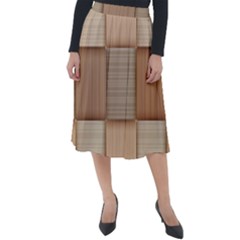 Wooden Wickerwork Texture Square Pattern Classic Velour Midi Skirt 