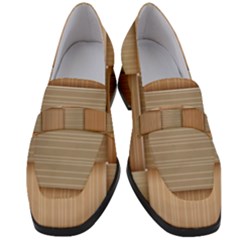 Wooden Wickerwork Texture Square Pattern Women s Chunky Heel Loafers