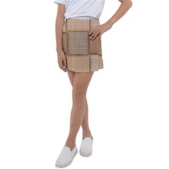 Wooden Wickerwork Texture Square Pattern Kids  Tennis Skirt