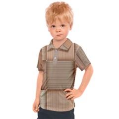 Wooden Wickerwork Texture Square Pattern Kids  Polo T-shirt