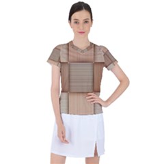 Wooden Wickerwork Texture Square Pattern Women s Sports Top