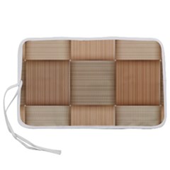 Wooden Wickerwork Texture Square Pattern Pen Storage Case (s)