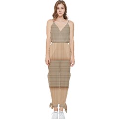 Wooden Wickerwork Texture Square Pattern Sleeveless Tie Ankle Chiffon Jumpsuit by Maspions