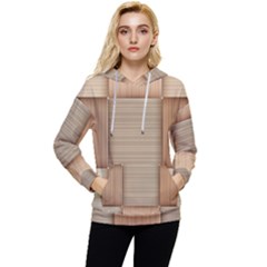 Wooden Wickerwork Texture Square Pattern Women s Lightweight Drawstring Hoodie